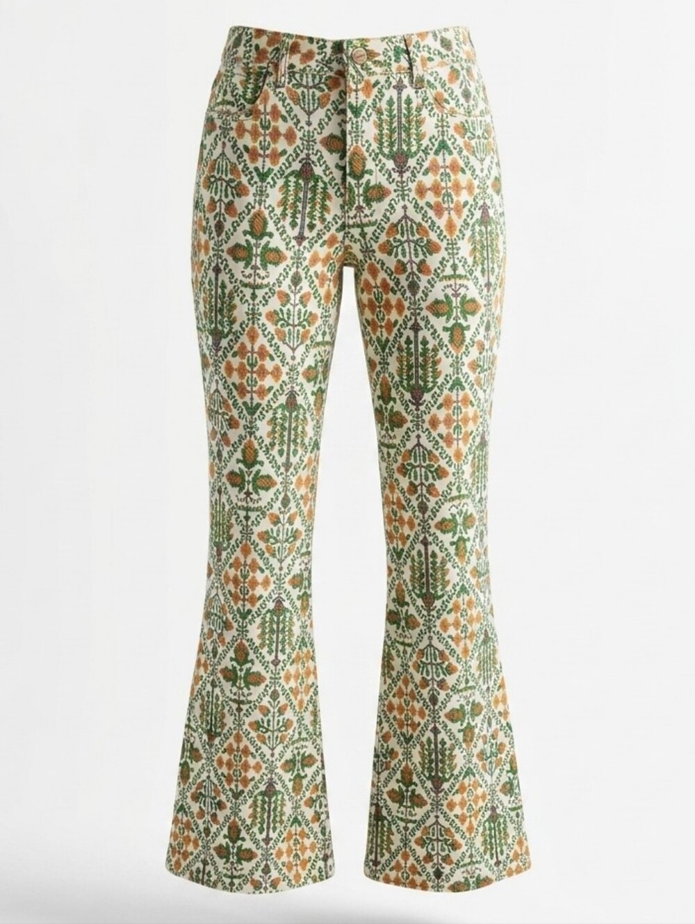 Wrangler High Rise Fierce Flare Jeans NWT 4x32 Floral Boho Western 70s Pants - Picture 2 of 16